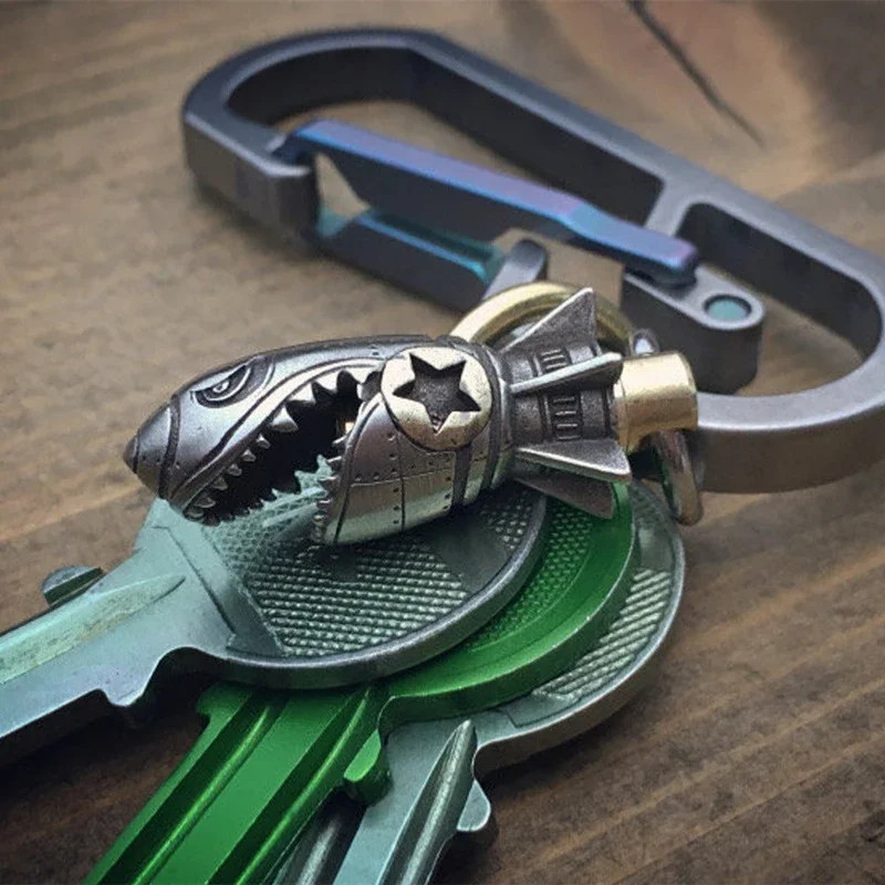 Metal Figurine Shark Rocket Bullet Keychain Skull Car Keychain Bag Accessories Alloy Decorative Figurines Balck Punk Style Decor