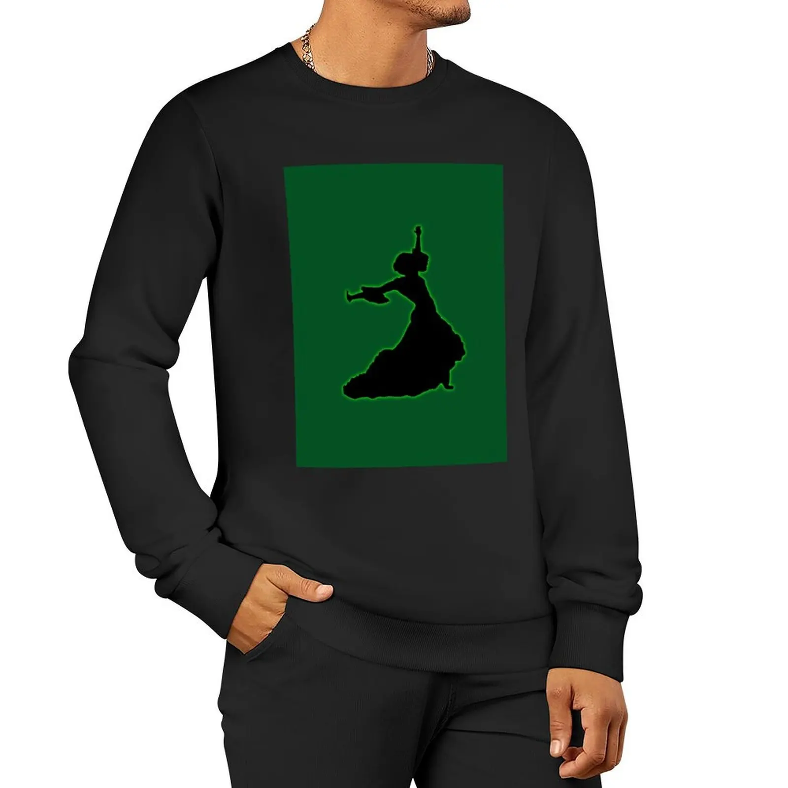 Green Glowing Flamenco Dancer Pullover Hoodie autumn new products blouse autumn clothes oversize sweatshirts