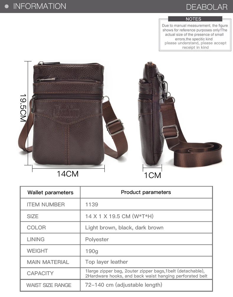 Echte Leder-Herren-Umhängetasche Hochwertige Business-Messenger-Tasche Mini-Hüfttasche mit Großer Kapazität – Detail 2