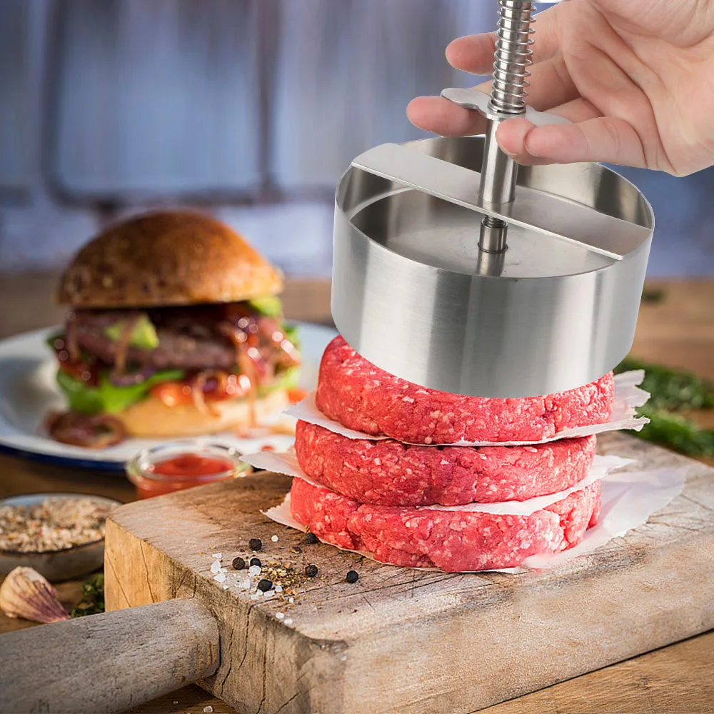 For Grill Griddle Meat Hamburger Press Kitchen Tools 304 Stainless Steel Pork Beef Manual Mold Burger Patty Maker