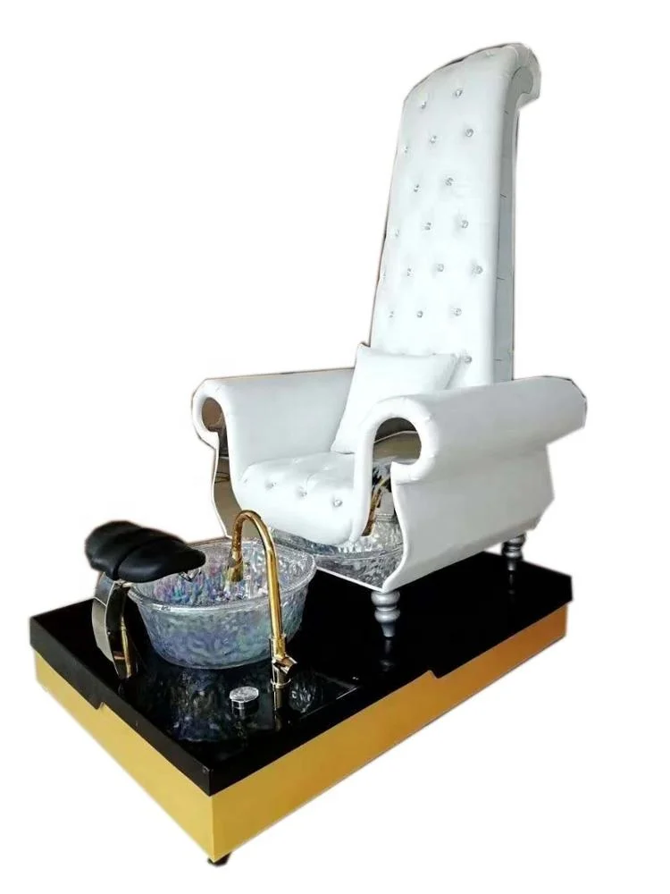 2019 Latest Hot Sale Top Luxuary Black & Silver Spa Chair Pedicure Chair With Sink & Lights 3 Years Warranty