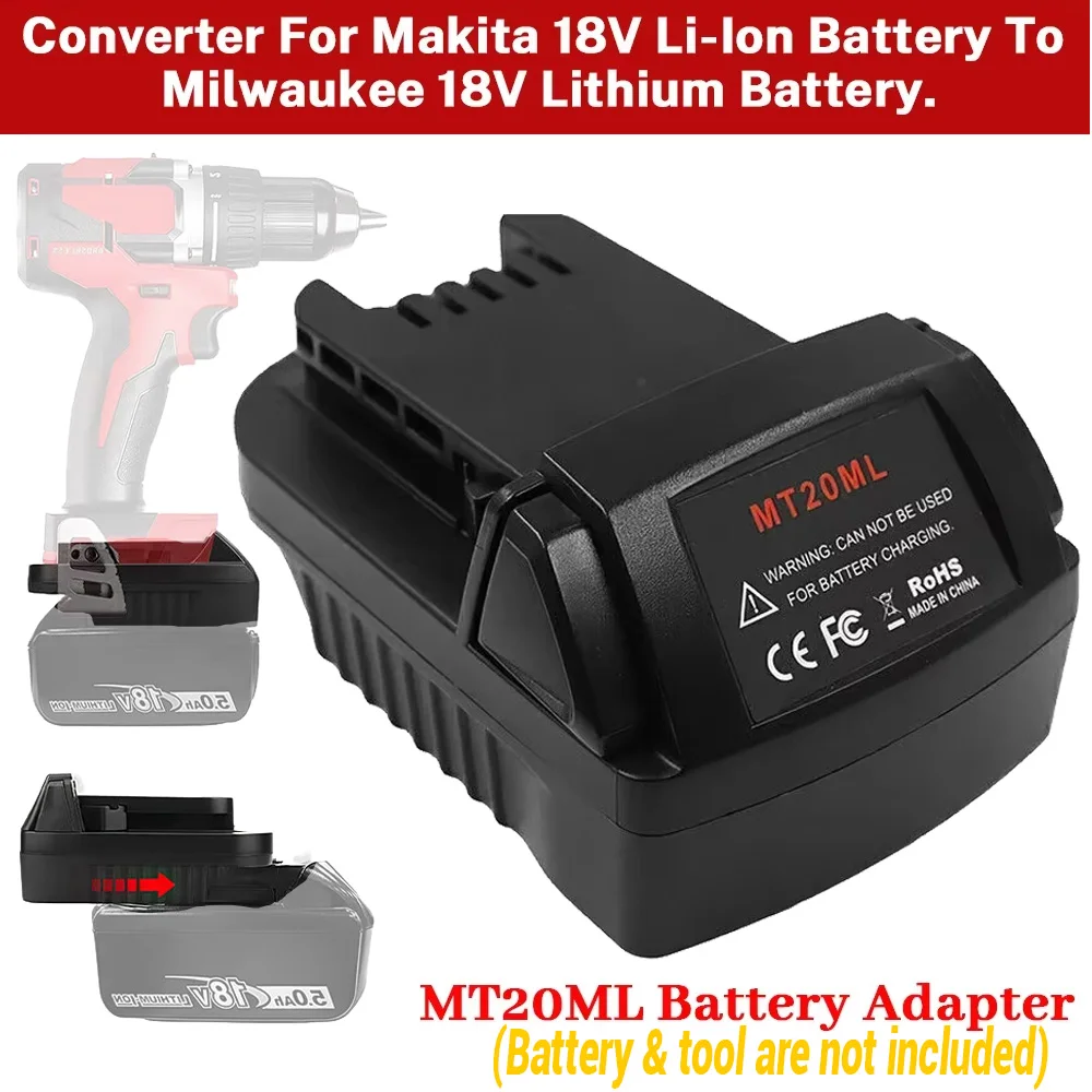 

Адаптер аккумулятора MT20ML для литий-ионного аккумулятора Makita 18 В, преобразователь аккумулятора для инструментов Milwaukee M18 18 В