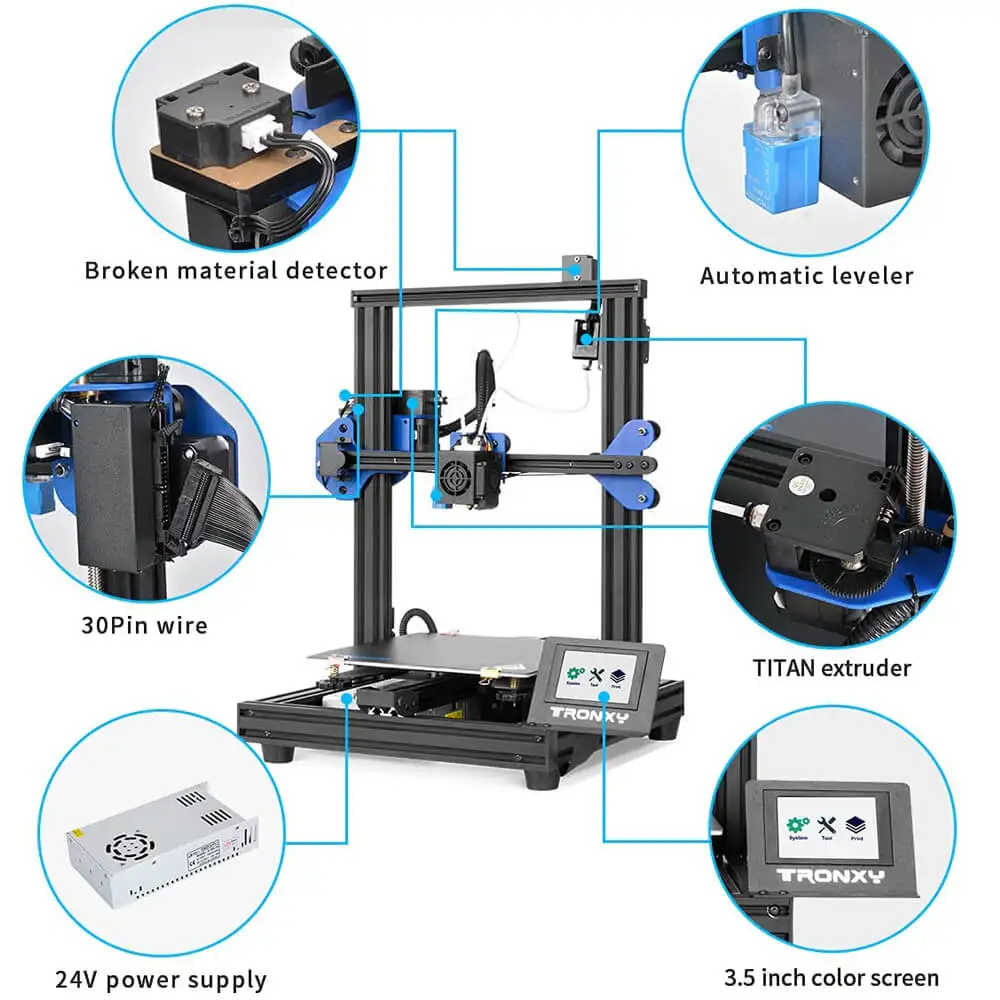 Imagem -06 - Tronxy-alta Precisão 3d Impressora Xy2 Pro 2e com Tela Sensível ao Toque Lcd Impressão em Duas Cores