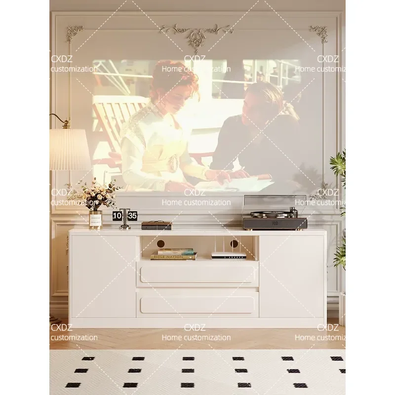 Cream wind solid wood TV cabinet storage locker integrated bedroom high cabinet living room home rock slab floor cabinet new