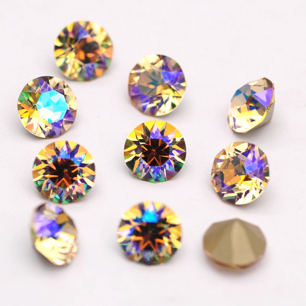 10PCS Super Bunte 5A Xirius Strass DIY Schmuck Machen Glas Perlen Pointback Runde Kleber Auf Nail art Zubehör Kristalle – Detail 17