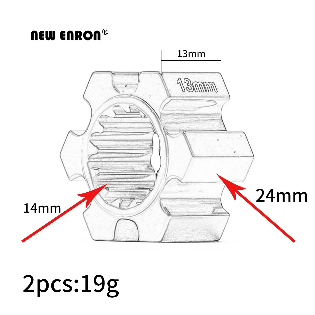 Nouveau ENRON 2 pièces moyeux de roue en aluminium hexagonaux 10mm/13mm épaisseur 7756 7756X 7756R pour voiture RC 1/5 Traxxas x-maxx XMaxx 77086-4