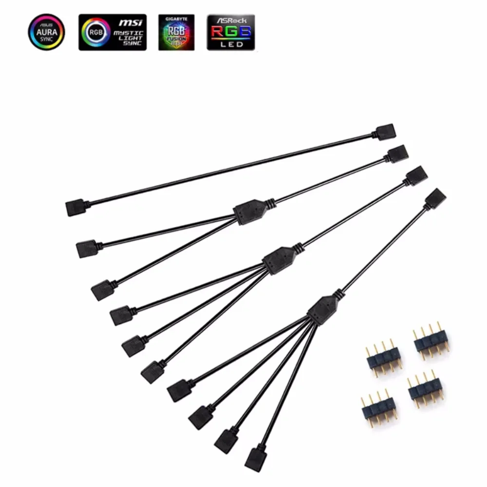 5V 3-Pin 12V 4-Pin SYNC Splitter Cable ARGB Female to Female Splitter Extension Cable 30cm for Extending PC Computer Fans