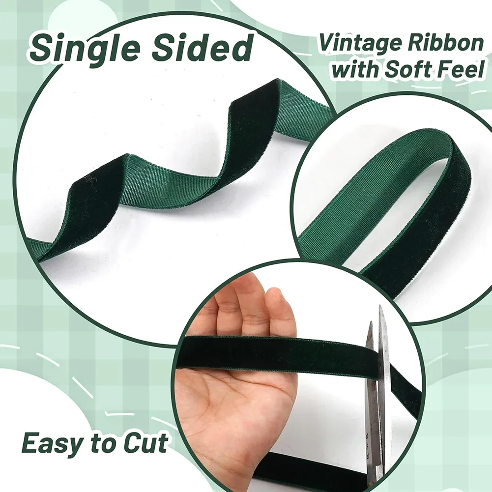 1/1.5/2.5 سنتيمتر شريط مخملي ل اليدوية هدية باقة التفاف لوازم عيد الميلاد توبر القوس صنع أشرطة ديكور المنزل الطرف