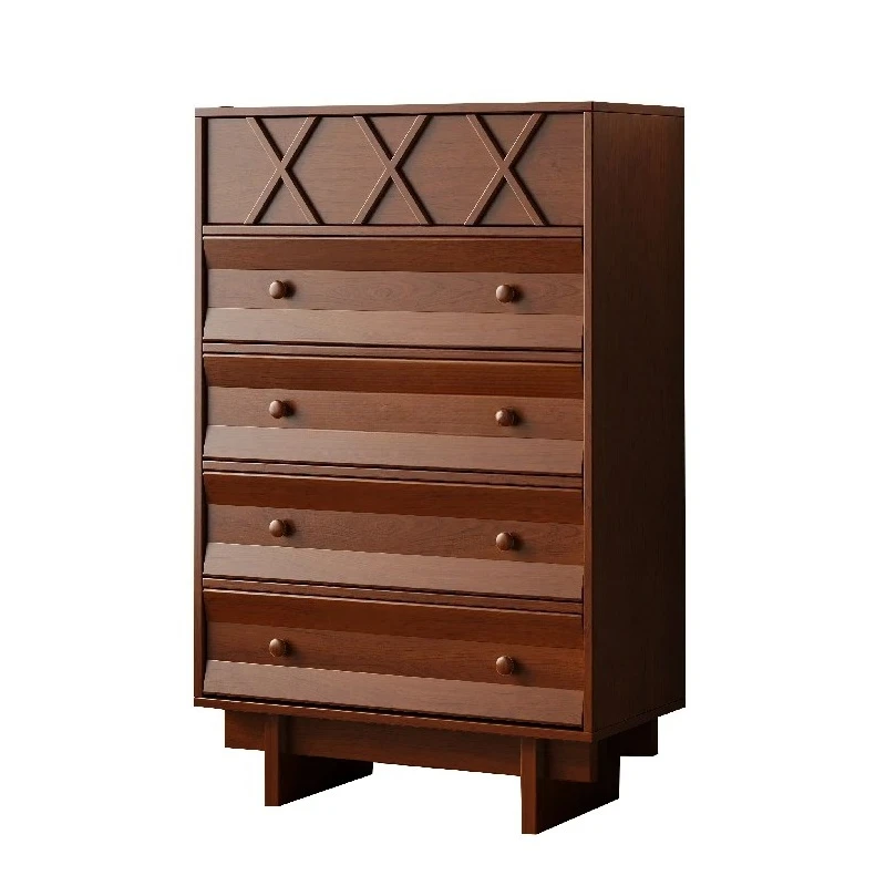 

Medieval solid wood living room bedroom storage chest chest drawer retro side cabinet wood color door cabinet