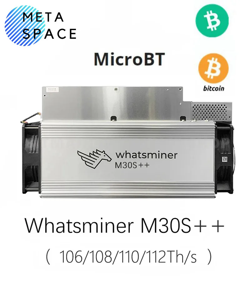 New Bitcoin Miner MicroBT WhatsMiner M30S++ 112/110/108/106Th/s ASIC Miner 3410W Bitcoin BTC Mining With Power Supply SHA256