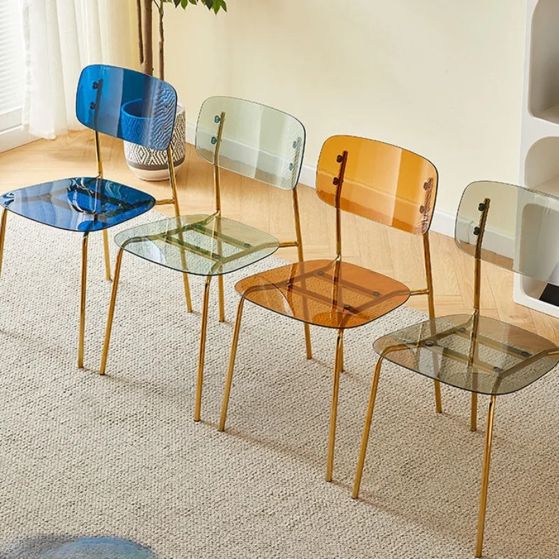 Plastic Design Computer Dining Chair Kitchen Dressing Backrest Transparent Living Chair Salon Metal Chaise Kitchen Furniture BZ