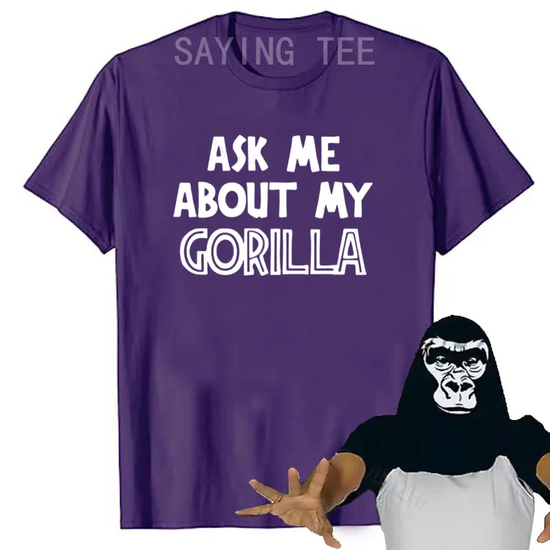 Fragen Sie mich nach meinem Gorilla-T-Shirt für Männer und Jungen, lustiges Retro-Dschungel-Affen-Loose-Top, Persönlichkeits-T-Shirt aus weicher Baumwolle, originelles Geschenk – Detail 6