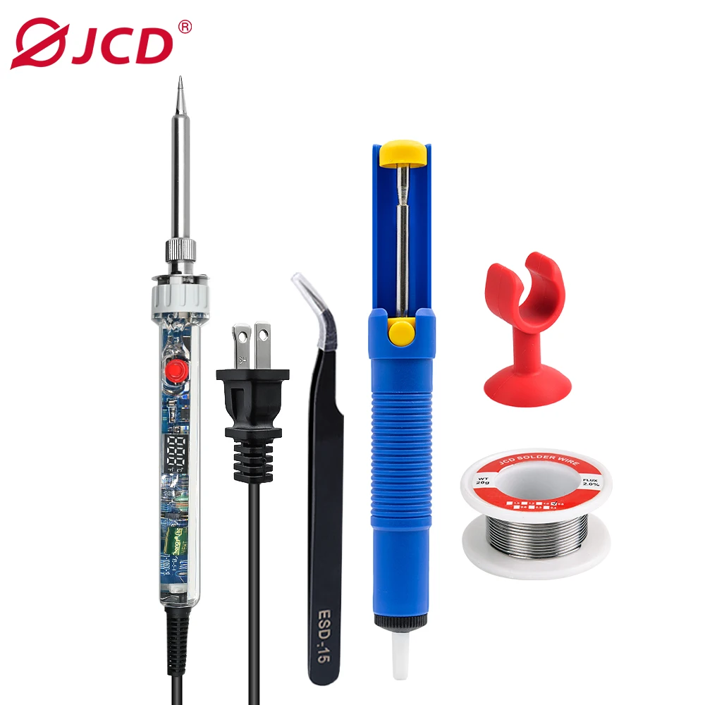 

JCD P907 Transparent Electric Soldering Iron Kit 100W 110V/220V Adjustable Temperature LCD Digital Display Welding Repair Tool