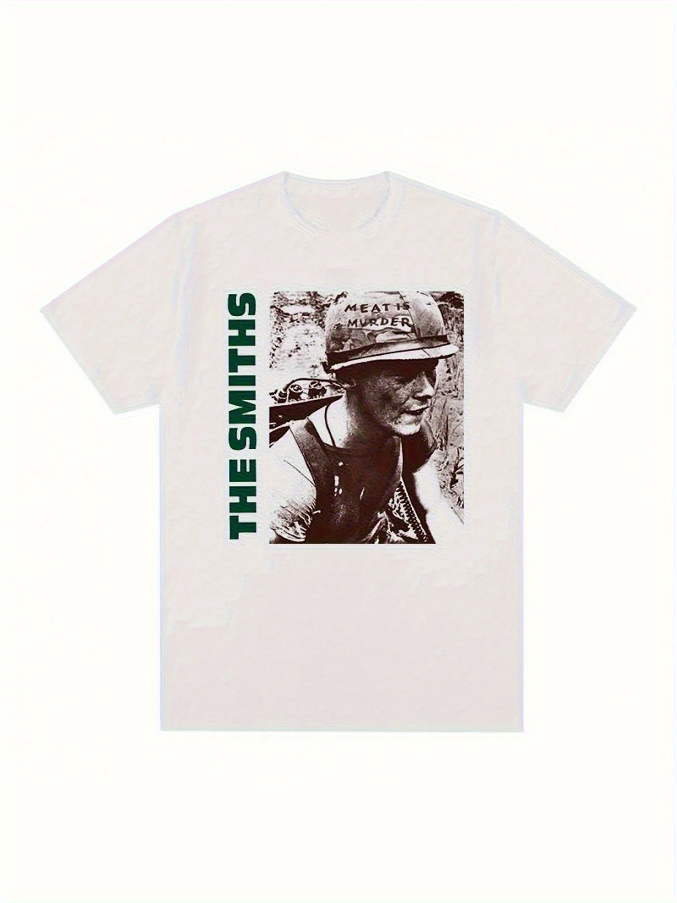 T Shirt White Cotton Regular Fit The Smiths Meat Is Murder Album Cover Print Band Music Rock Fashion Unisex Casual Wear