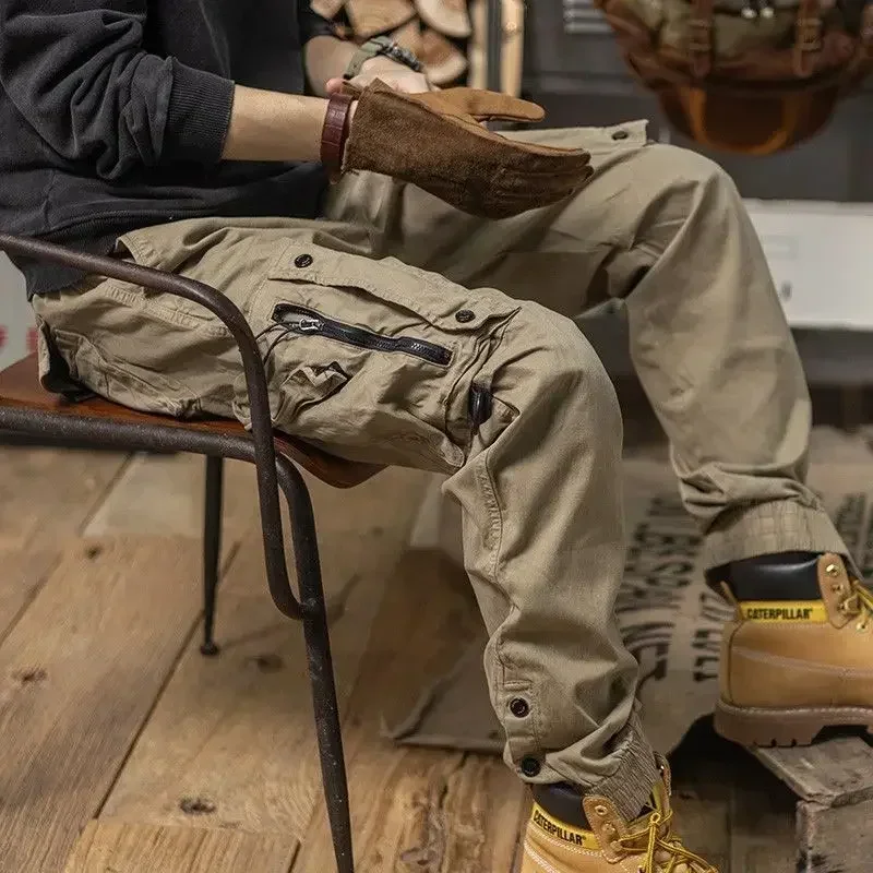 Trousers Biker Autumn Men's Cargo Pants Motorcycle Loose Khaki Outdoor Hiking Large Size New in Designer High Quality JJ1273
