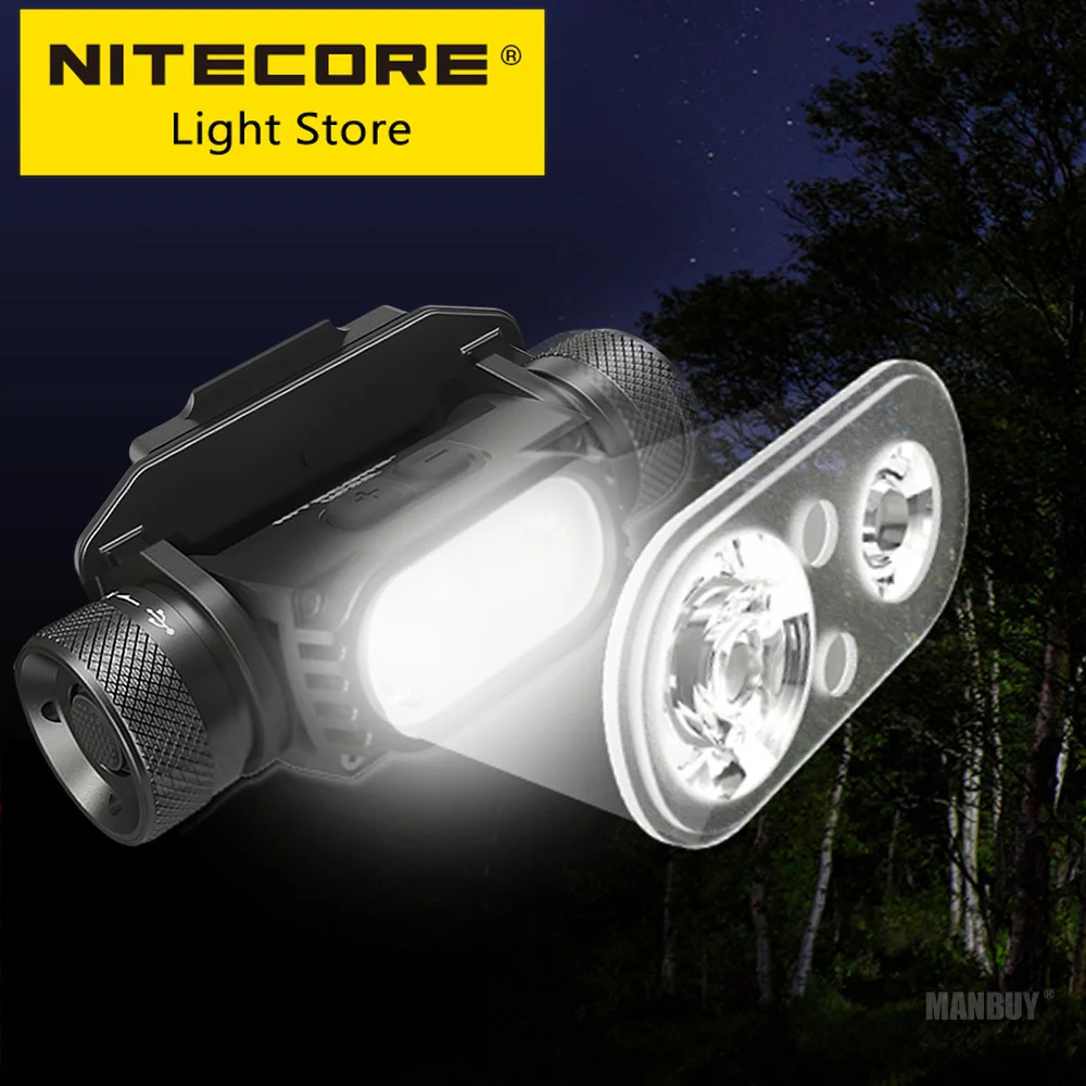 Original NITECORE HC68M 2000LM Dual Beam E-focus 2xLEDs NL1835HP 3500mAh Battery Type-C Rechargeable Helmet Light with NVG Mount