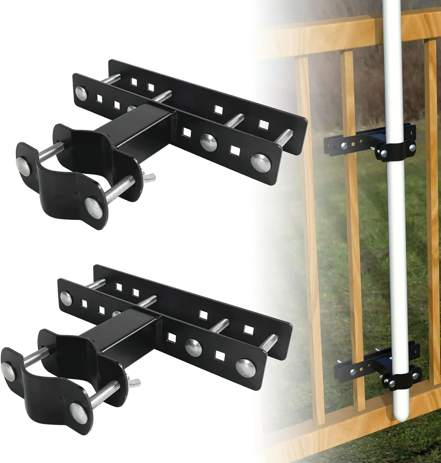 Patio Umbrella Holder - Heavy Duty Outdoor Deck Shade Balcony Umbrella Stand Attaches to Railing Maximizing Patio Space,