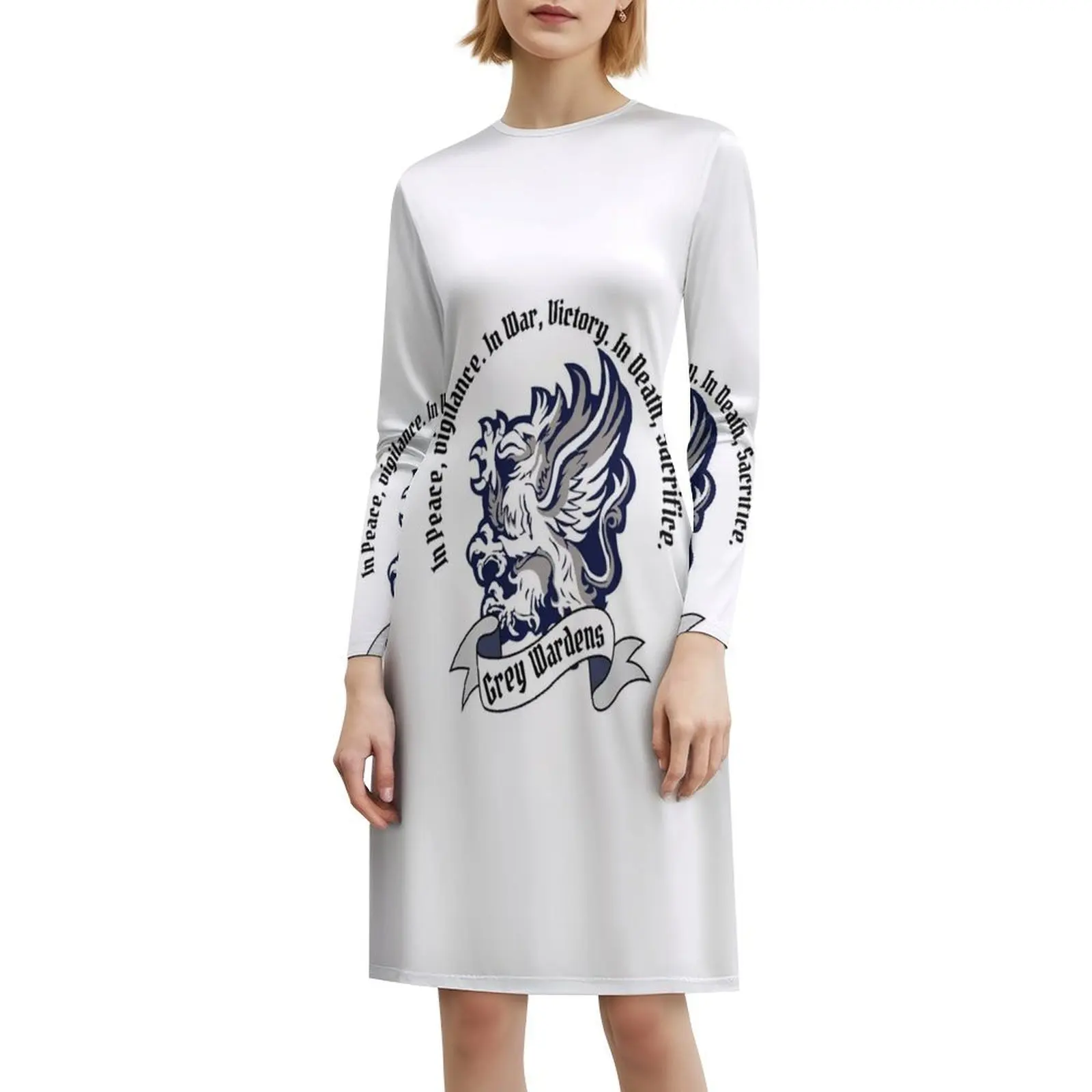 فستان Gray Wardens Dragon Age Origins بشعار وإقتباس بوهو شيك أنيق على الشاطئ وحفلات الزفاف وعصر التنين وعصر التنين