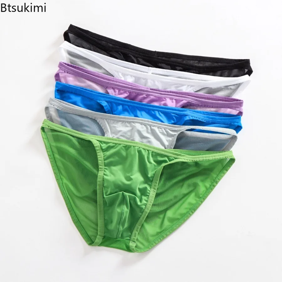 

New Men's Mesh Thin Underwear U Convex Bag Hip Sexy Solid Color Bikini Men's Briefs Comfortable Breathable Quality Male Panties