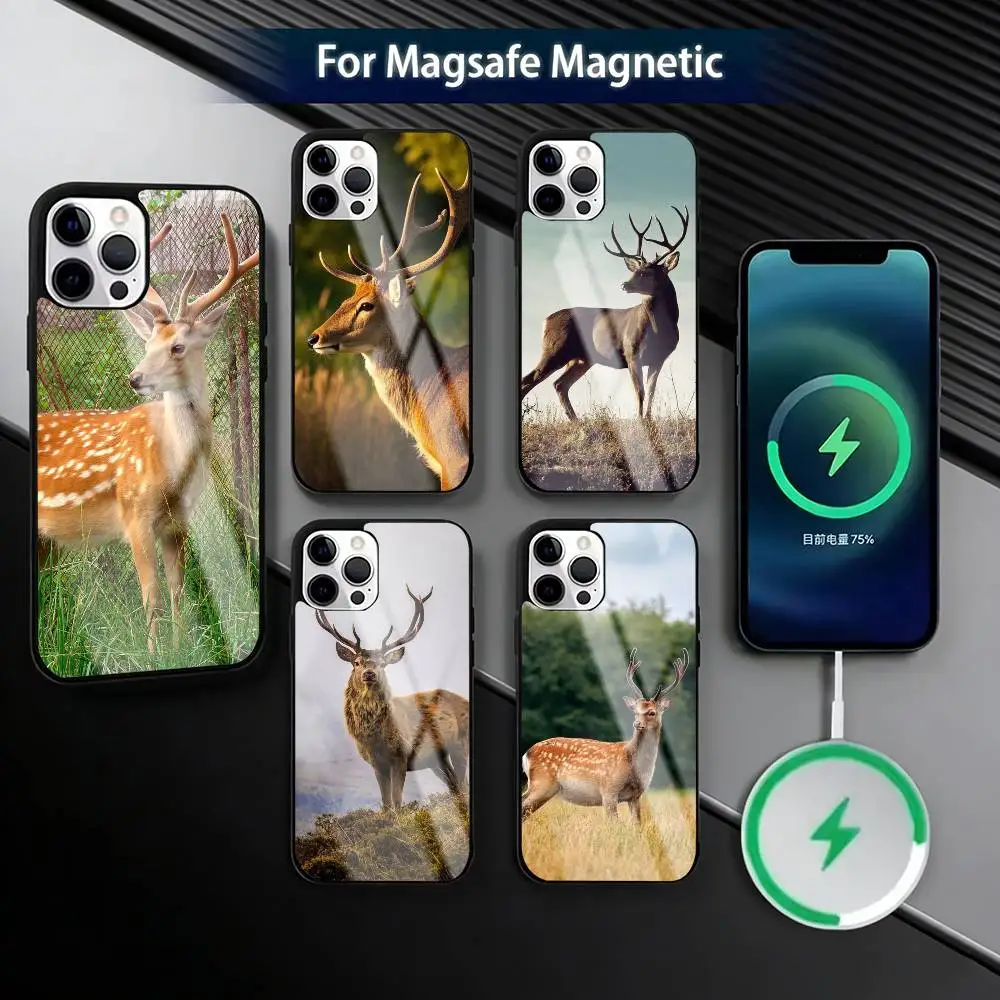 

Sika D-Deer Illustration Phone Case For iPhone17,16,15,14,13,12,11 Plus,Pro Magnetic with Magsafe Wireless Charging