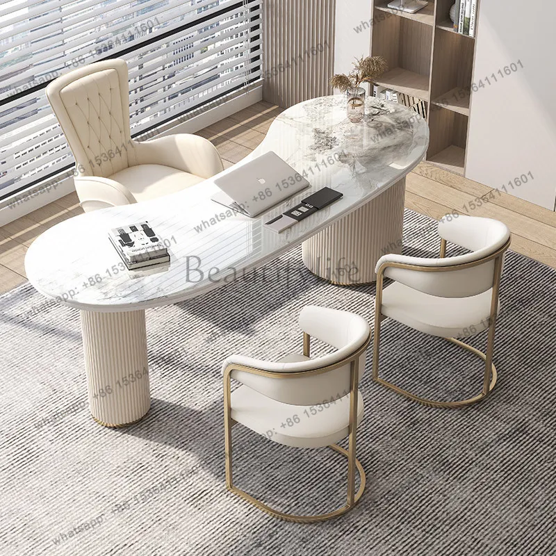 Light luxury rock slab desk Modern minimalist high-end writing desk Household