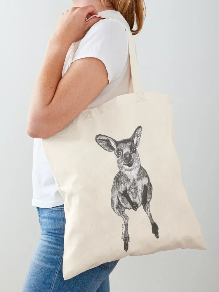 Josephine the Baby Kangaroo Tote Bag Canvas shoulder bag custom fabric bag shopping trolley