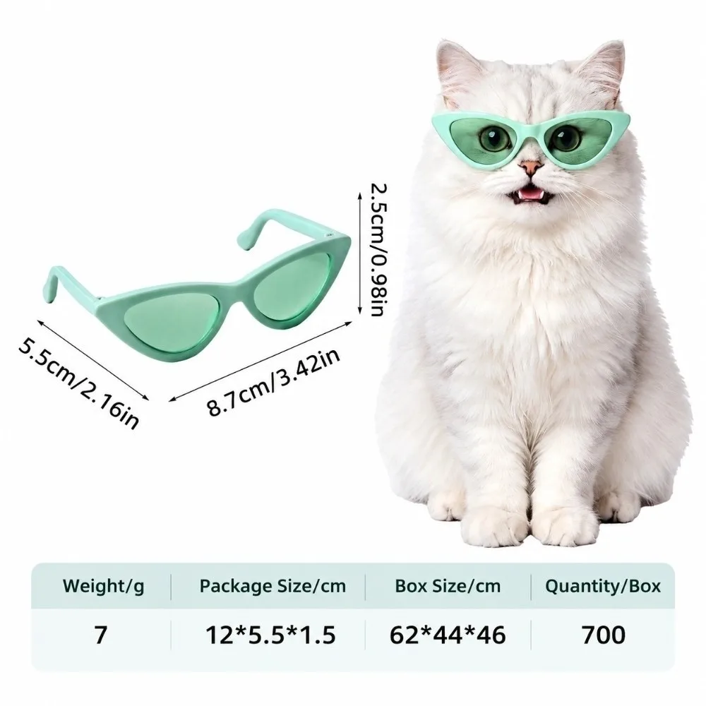 New Triangular Cateye Pet Sunglasses Multiple Bright Colors Novelty Funny Pet Eyewear Lightweight Cat Glasses Pet Photography