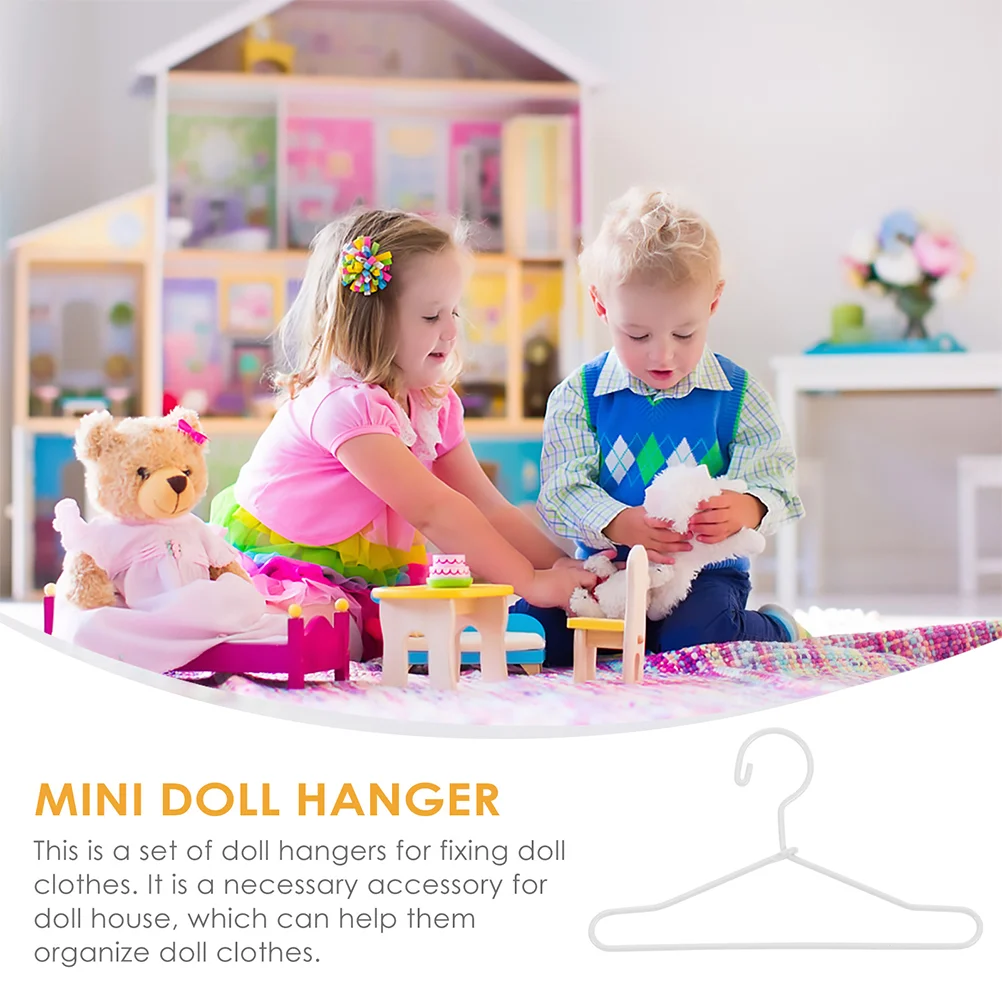 20 Pcs Simulation Hanger Mini Metal Hangers Infant Toys Tiny House Clothes Miniature Baby Dolls Dress