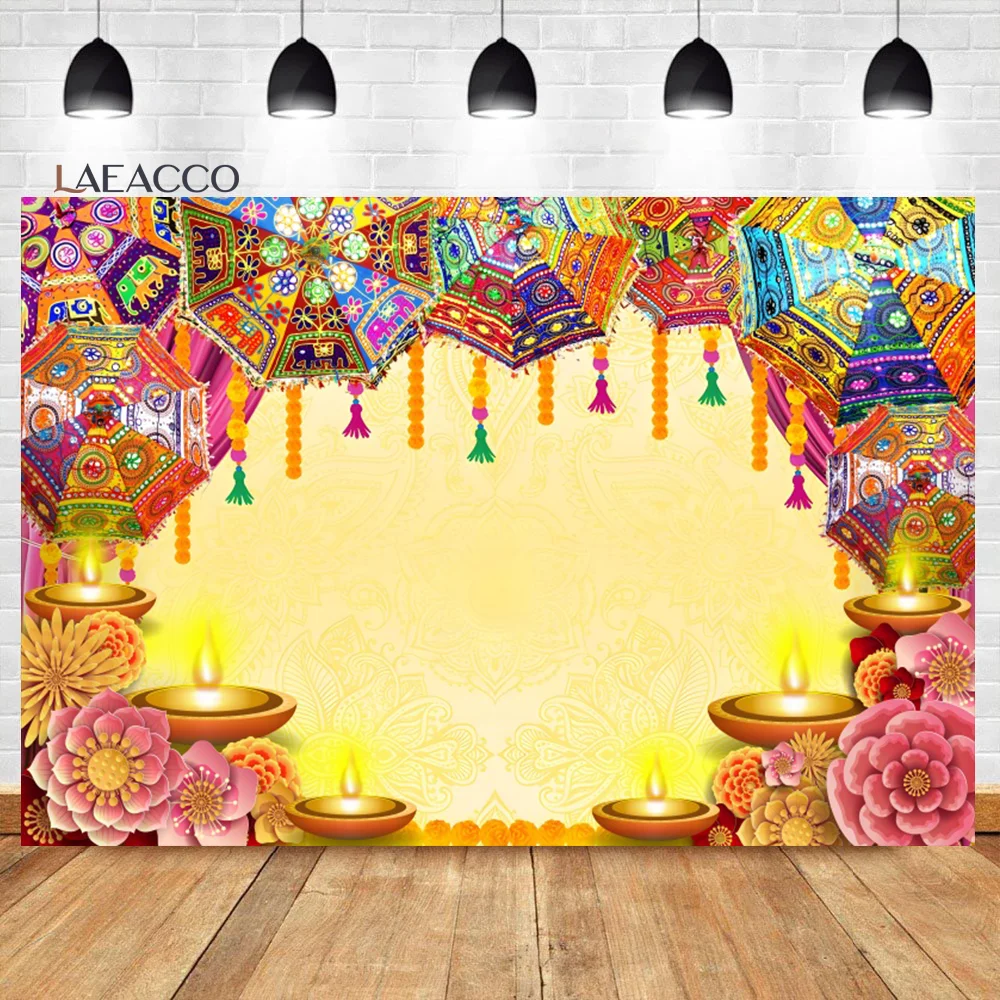 

Laeacco Happy Diwali Backdrop Burning Light Deepavali Indian Tradition Festival of Lights Party Portrait Photography Background