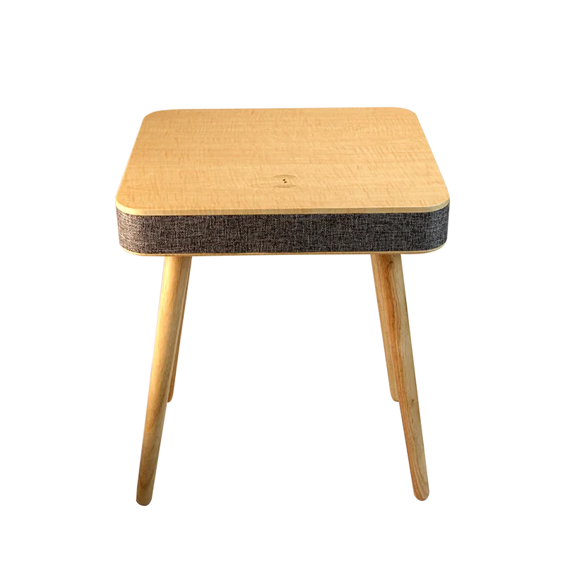 Modern Square Smart Coffee Table with Wireless Charger Bluetooth Speaker Wood Design for Bedroom & Living Room