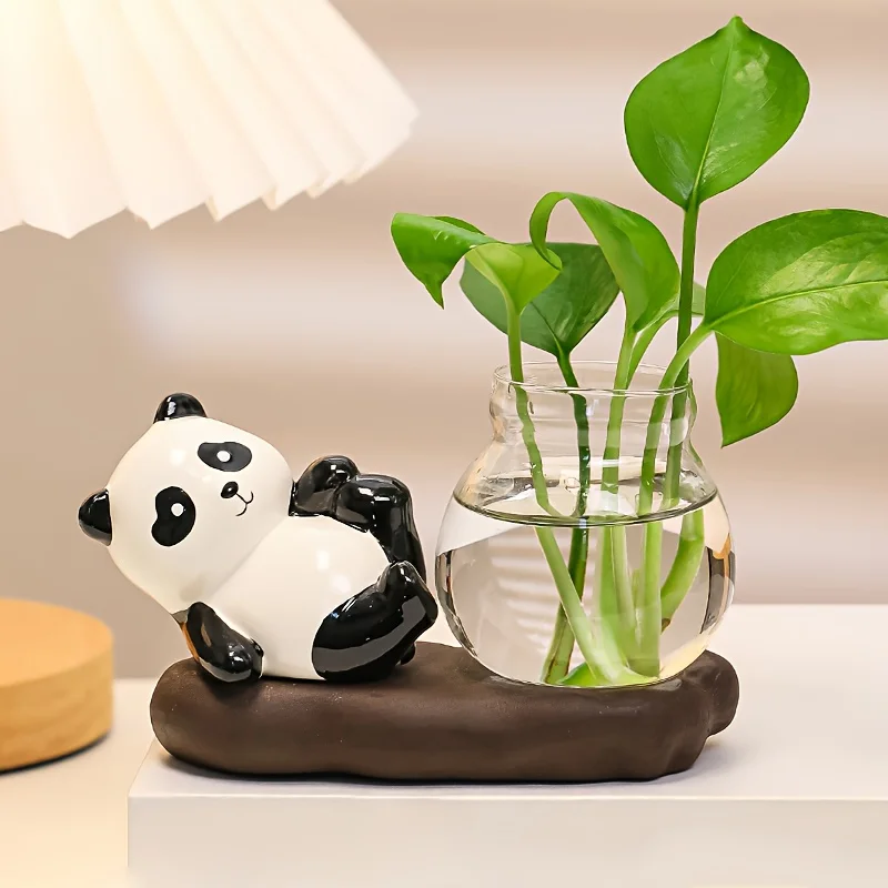 Picture 5: 1 panda hydroponic ornament, cute shape, desktop decoration, easy installation, suitable for desks, offices, etc