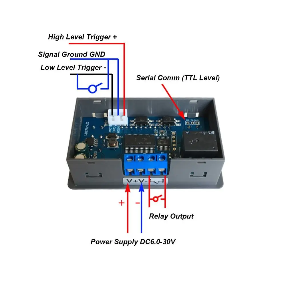 XY-WJ01 Relay Module DC 6-30V 0.01s-9999min 1 Channel Relay Module LCD Display Trigger Cycle Delay Timer Switch Timing Circuit