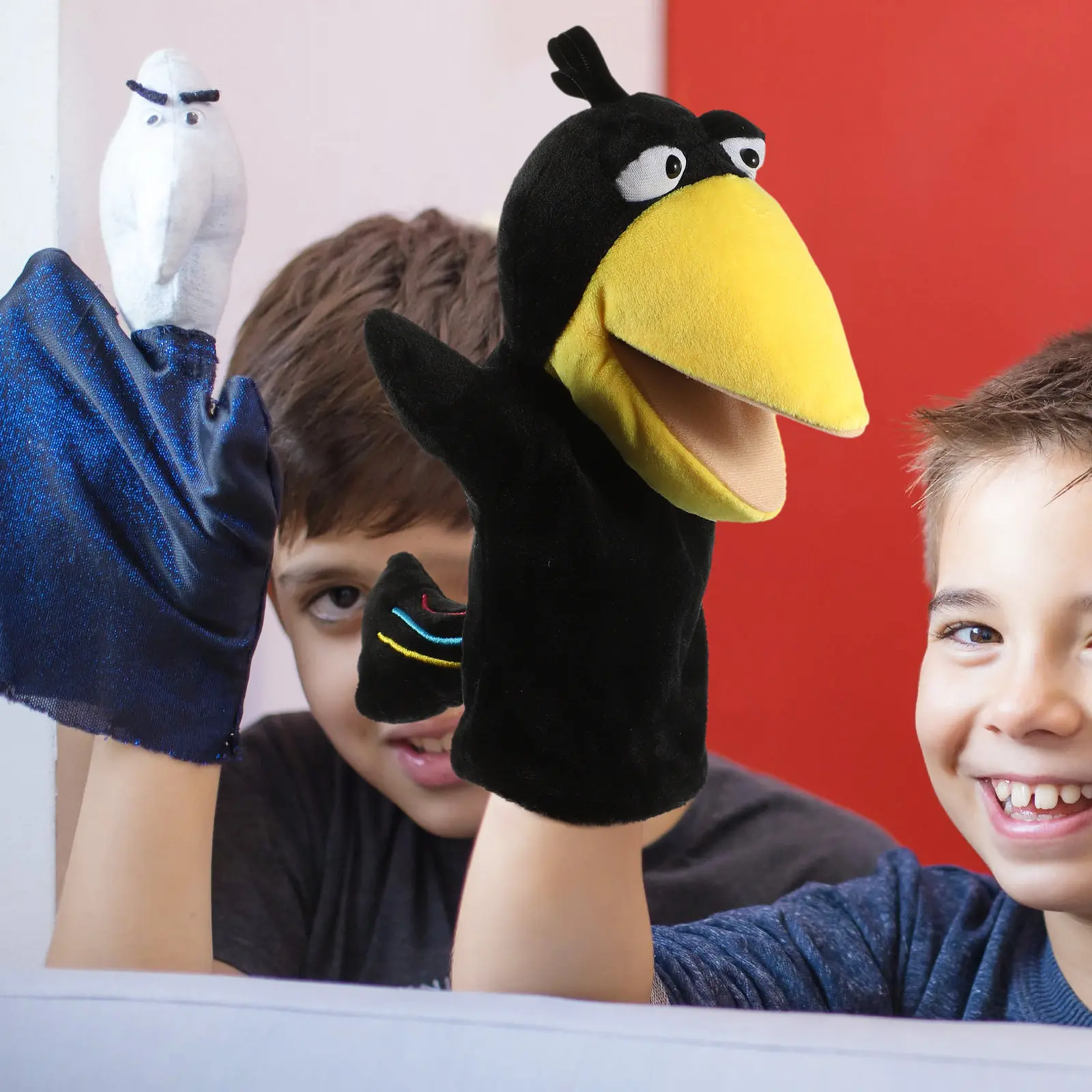 

Мультяшная кукла-ворон на руку из комфортного материала для детских историй, интерактивная игрушка для родителей и детей, игрушка-животное