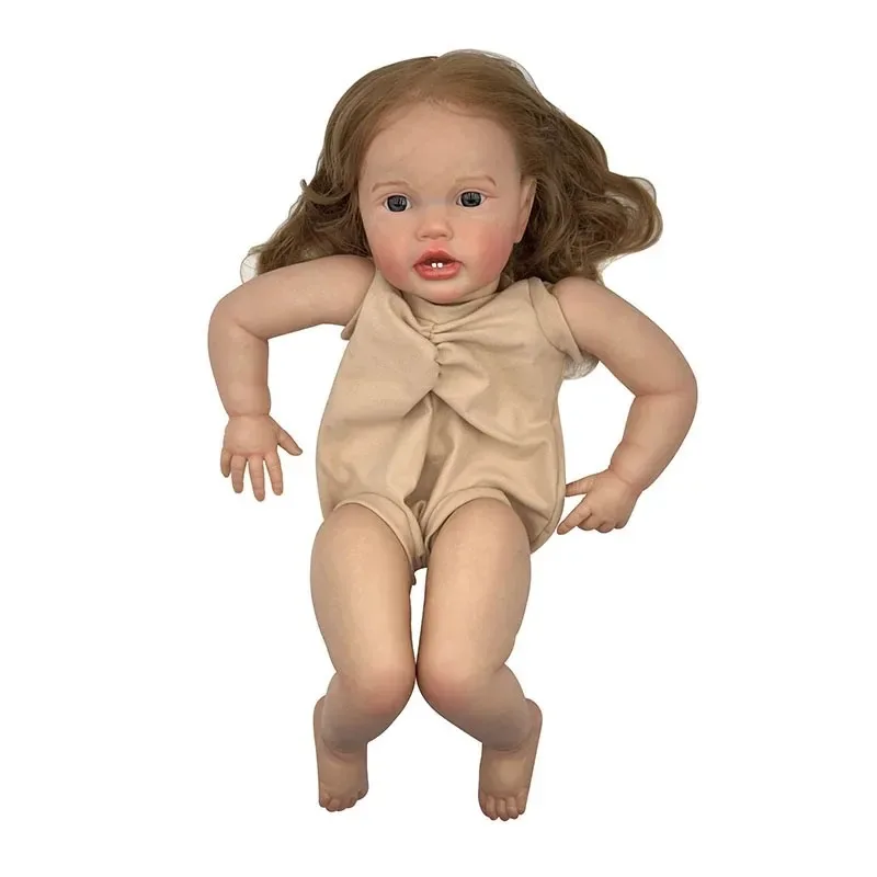 24인치 60cm 다시 태어난 아기 키트 Lottie 이미 페인트가 칠해진 키트 DIY 부품(뿌리 있는 머리카락 포함)
