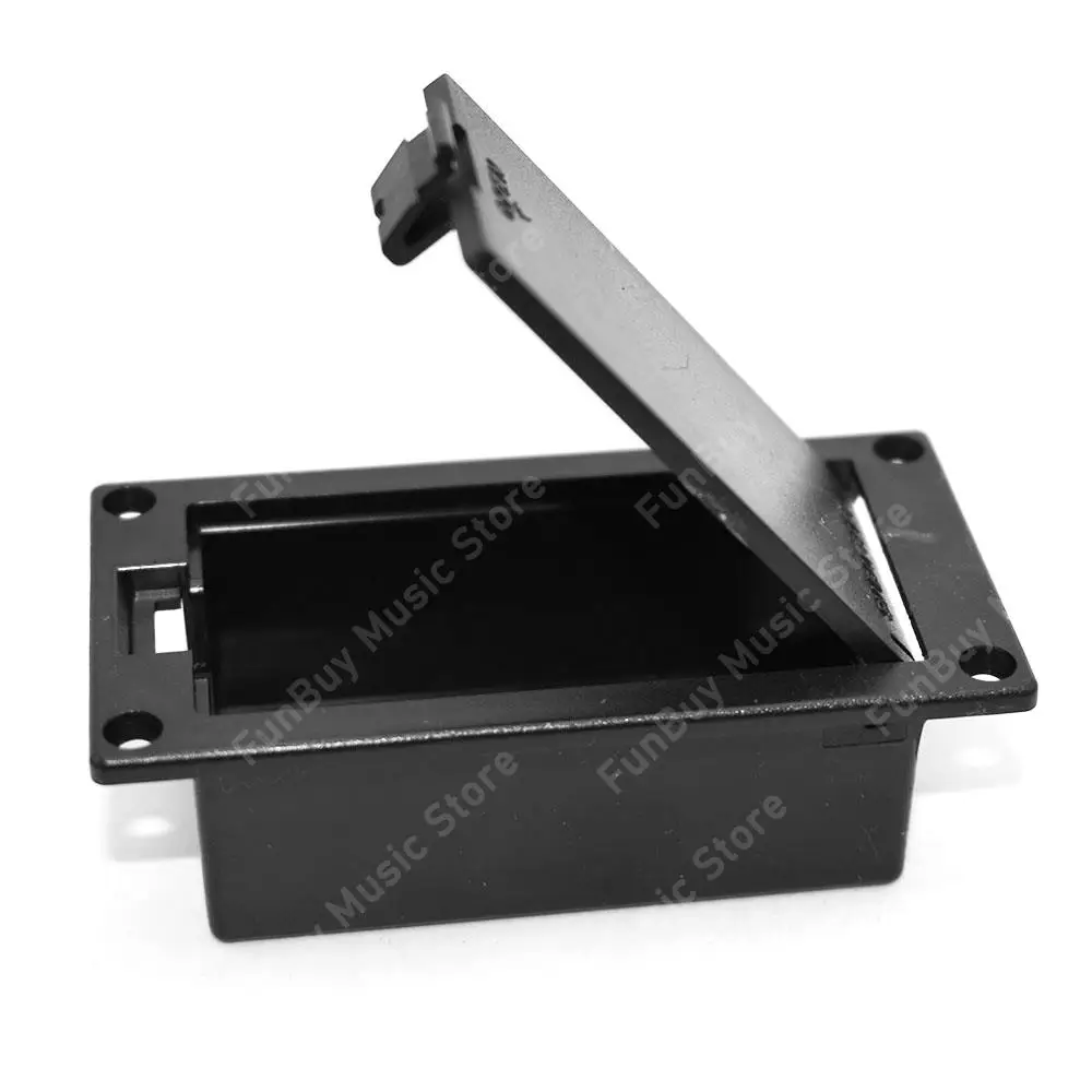 Guitar Parts 9V Battery Case Holder Cover Box for Acoustic Guitar Bass Pickup Black of 1pcs