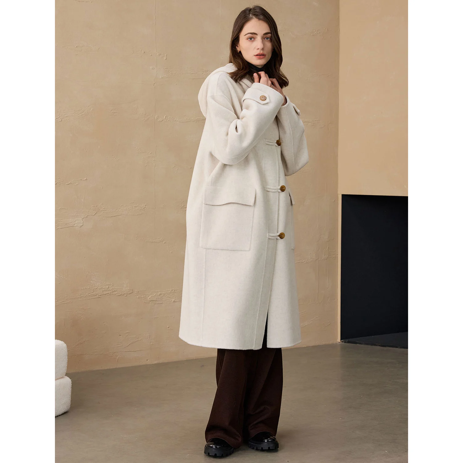 Allingentle Women's Blazer Woolen Fashion Long Jacket Street Coat Suit Blazer for Daily Outfits Customize