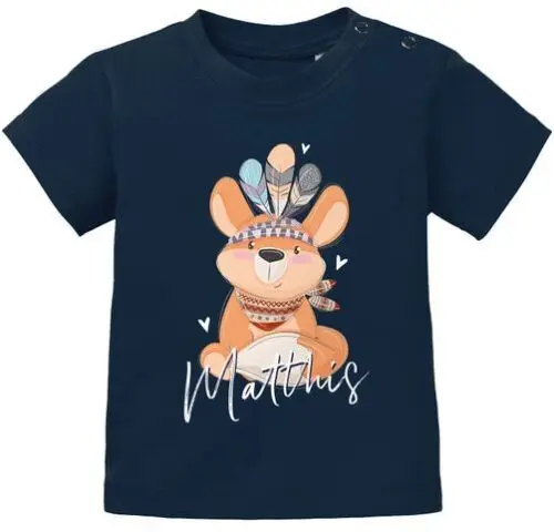 Baby T-Shirt mit Namen personalisiert Fuchs Boho-Stil Aufdruck Print Junge