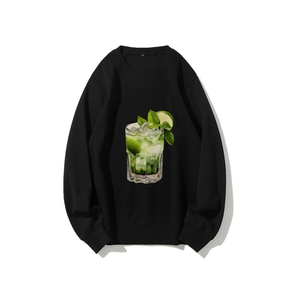 Y2K الجرافيك البلوز Mojito مع مقبلات طباعة منعش Zesty الاجتماعية البلوز لينة النسيج للحزب تحت عنوان مظهر غير رسمي