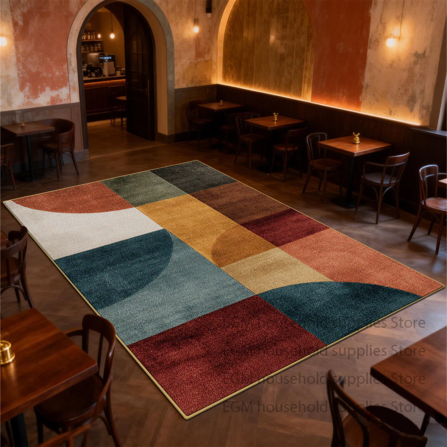 Modern Geometric Carpet Light Luxury Living Room Decoration Sofa Side Rugs Soft Bedroom Cloakroom Non-slip Floor Mats Washable