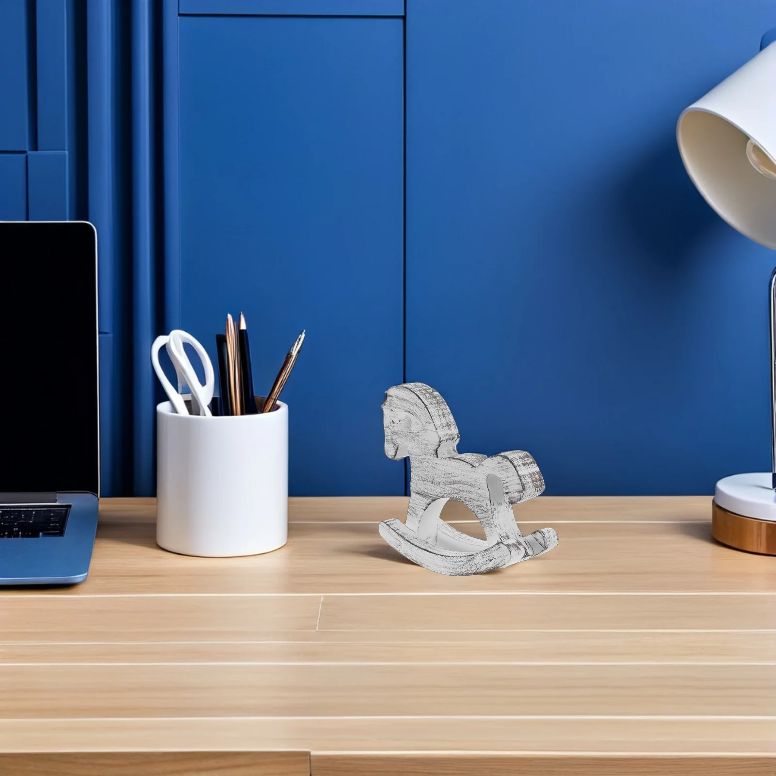 

Wooden Rocking Horse Decoration Handpainted Vintage Style Animal Sculpture for Shelf Desk Rustic Nostalgia Christmas