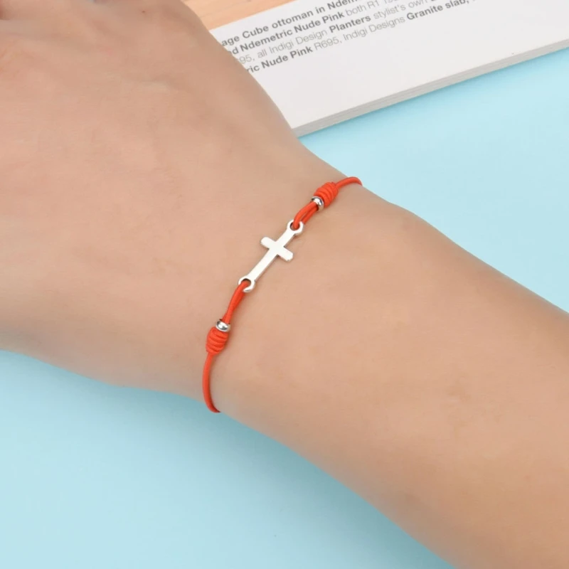12pcs/lot for Cross Bracelet Cord Wristband Adjustable Bracelets with a Pendant for Womens Girls Teens Kid Christian Jew