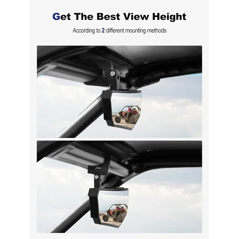 Regulowane lusterko wsteczne centralne UTV SXS RZR z aluminiową zaciską pasujące do rolki 1,5"-2" dla Polaris RZR Kawasaki