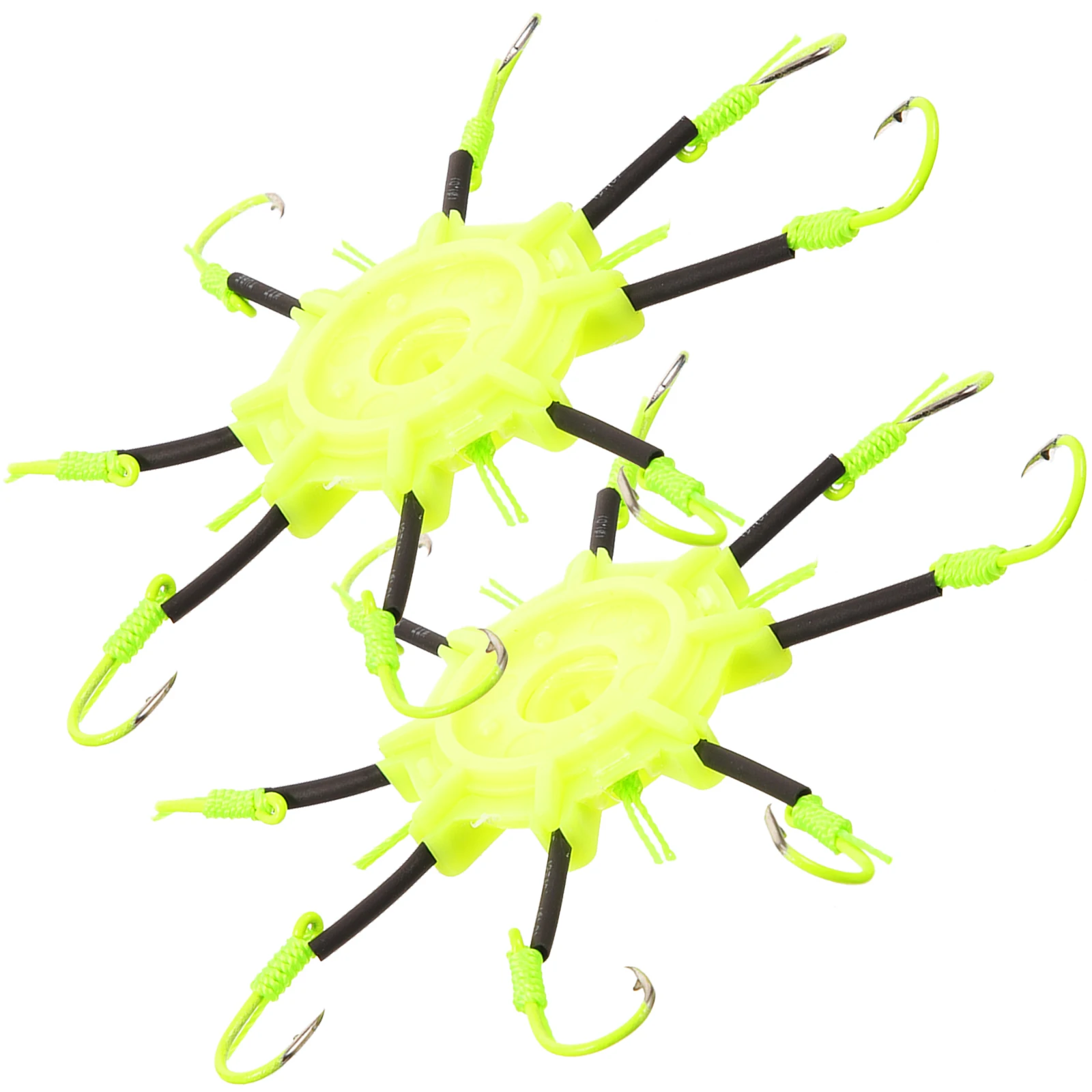 

2pcs Fluorescent Fishing Hook Squid Octopus Lure Plastic Skirts Night Supplies Bionic Baits Durable Metal Hooks