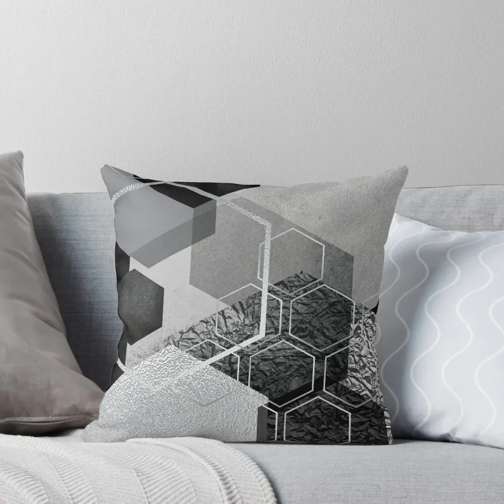 

Black and Silver Geometric Throw Pillow ornamental pillows Pillow Decor pillow