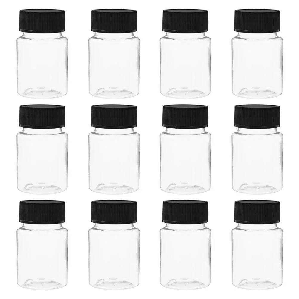 

12pcs Sampling Bottles Clear Plastic Wide Mouth Leak Proof Secure Sealing Empty Vials for Laboratories Pharmaceuticals