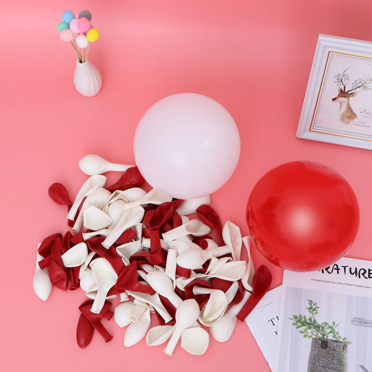 

100pcs Valentine Romantic Decor for Wedding Birthday Valentine Latex Balloons Party Latex Red White Pink Thickened