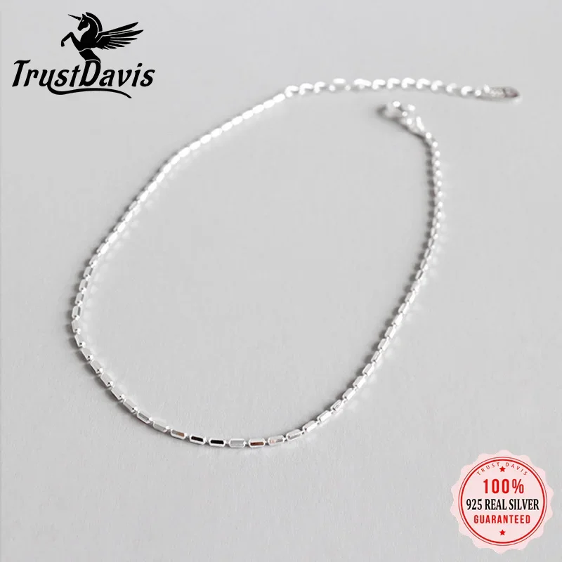 

Trustdavis 100% 925 Solid Sterling Silver Fashion Women's Jewelry Chain 19.5cm Anklets For Wife Best Friend Free Shipping DA121