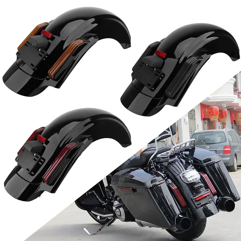 

Motorcycle Parts LED Rear Fender Mudguard Extension Fascia Set For Harley Touring Electra Street Road Glide Road King CVO 14-22