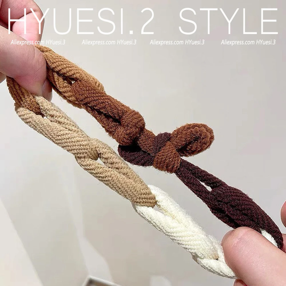 Colorful Bowknot Braided Hait Ties Ropes High Elastic Thickened Ponytail Holders Rubber Band Women Girls Simple Headwear