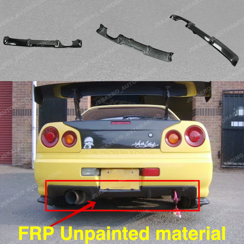 

For Nissan Skyline R34 GTR OE Rear Bumper Diffuser Addon Wing Lip FRP Unpainted